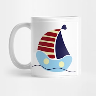 Sailing boat in the sea and sun Mug